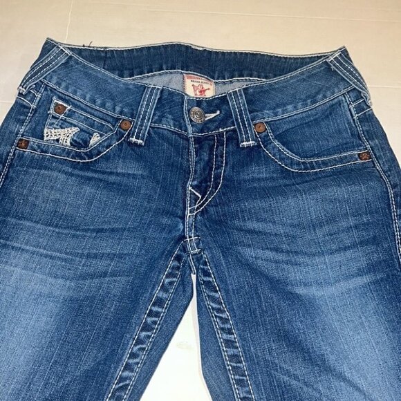 TRUE Religion blue Stella vintage low rise distressed skinny jeans size 29 - Picture 3 of 13